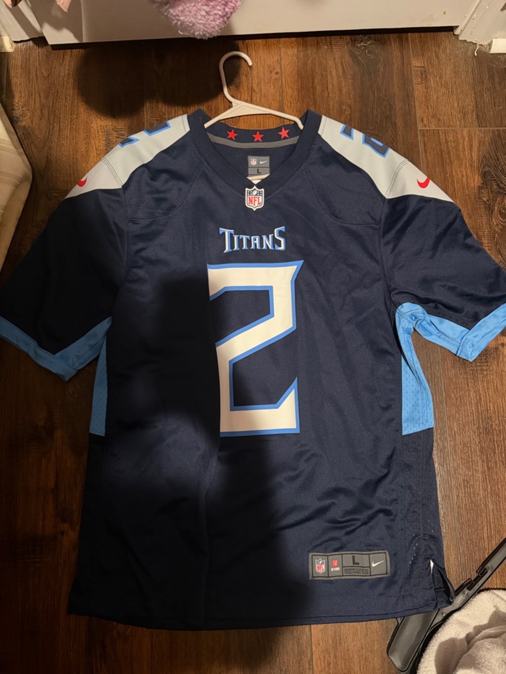 Nike Titans Navy and Light Blue #2 Football Jersey